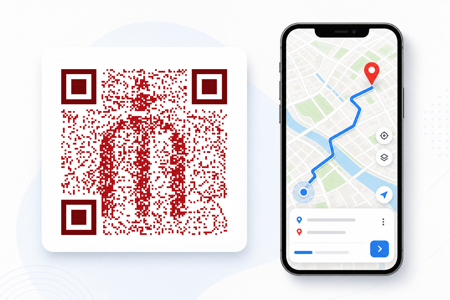 Брендированный гео QR с логотипом: QR код геолокация для навигации на карту